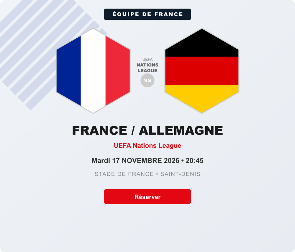 France - Allemagne – Mar. 17 Novembre 2026 – Stade de France – France Billet