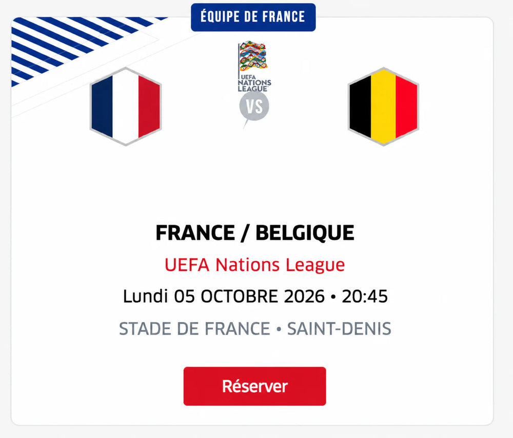 France - Belgique – Lun. 05 Octobre 2026 – Stade de France – France Billet