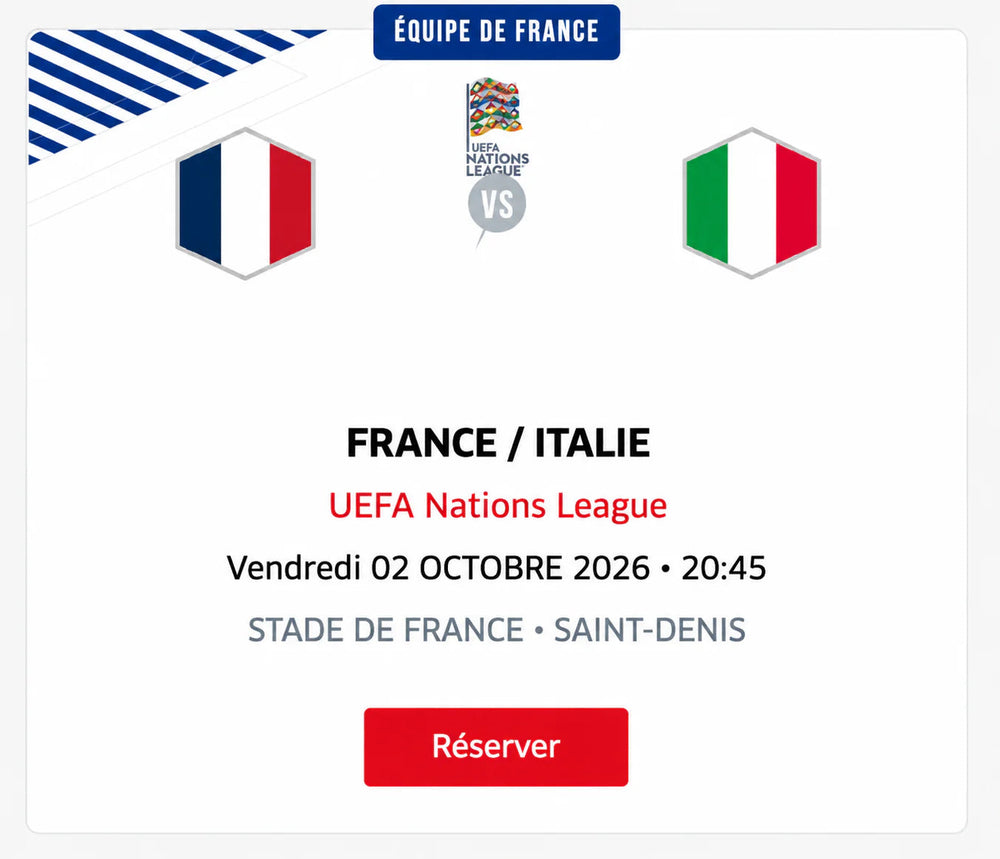 France - Italie – Ven. 02 Octobre 2026 – Stade de France – France Billet